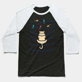 Cat and birds Baseball T-Shirt